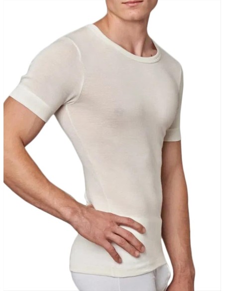Maglia Intima Uomo Manica Corta Misto Lana Vergine Girocollo