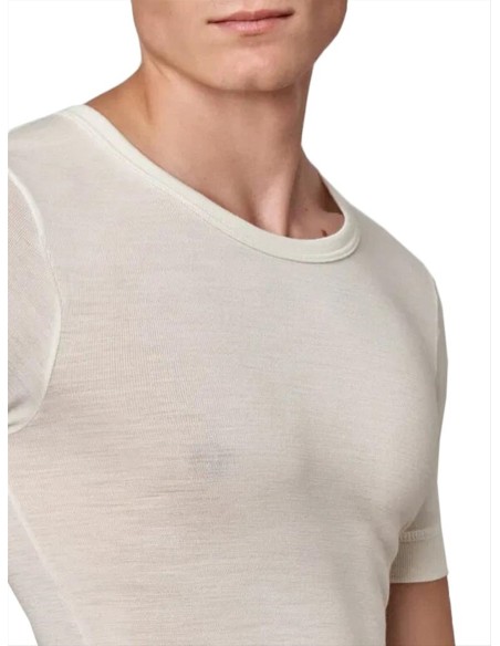 Maglia Intima Uomo Manica Corta Misto Lana Vergine Girocollo
