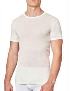 Maglia Intima Uomo Manica Corta Misto Lana Vergine a Coste