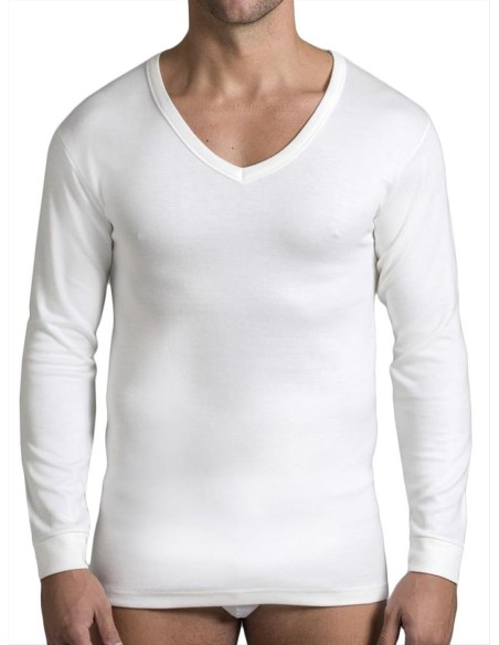 Maglia uomo Lana e Cotone manica lunga scollo a V Luca 10620