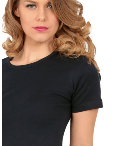 Maglia Donna 100% Puro Cotone Manica Corta e Girocollo