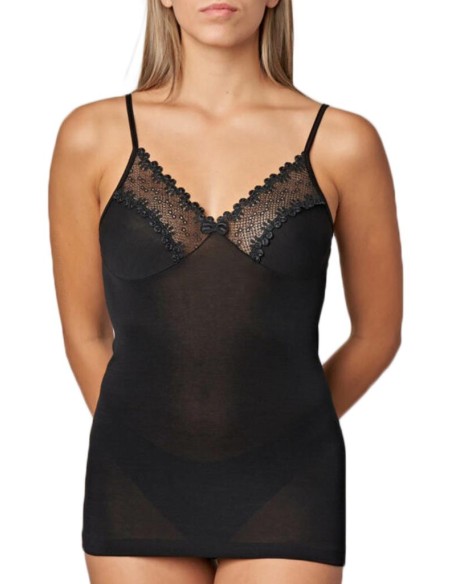 Top donna filo di scozia con forma seno e pizzo, Gicipi 520