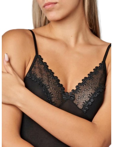 Top donna filo di scozia con forma seno e pizzo, Gicipi 520