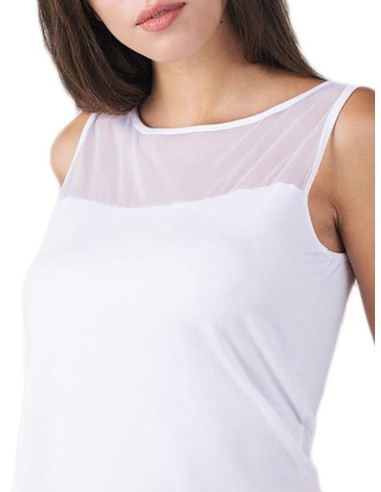 Canotta Donna Elegante Modal Spalla Larga e Tulle EGI 1305