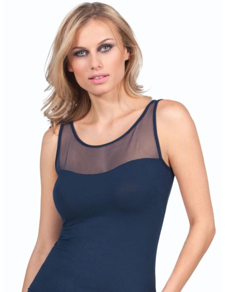 Canotta Donna Elegante Modal Spalla Larga e Tulle EGI 1305
