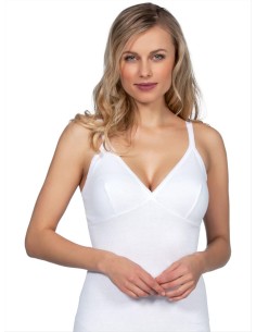 Canotta donna forma seno costine 100% cotone spalla stretta