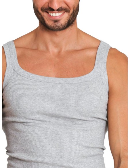 Canottiera Uomo Costine Spalla Stretta 100% Puro Cotone Canottiera Uomo Costine Spalla Stretta 100% Puro Cotone