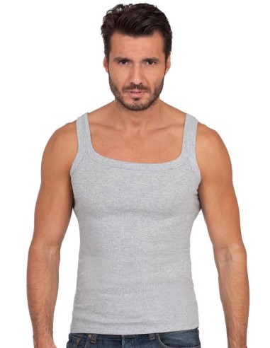 Canottiera Uomo Costine Spalla Stretta 100% Puro Cotone