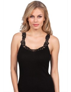 Canotta donna puro cotone 100% spalla larga pizzo MaRe 631