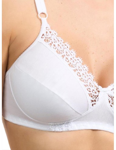 Reggiseno 100% cotone senza ferretto con pizzo, Spiman R302