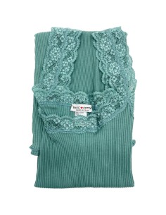 Canotta Donna a Costine 100% Cotone Spalla Larga in Pizzo 2