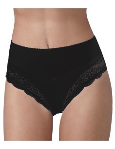 Slip contenitivo vita alta in cotone elasticizzato e pizzo 2