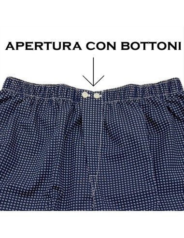 Boxer Uomo Tela Popeline di 100% Cotone Apertura Fantasia