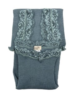 Canotta Donna a Costina in Lana e Seta Spalla Larga e Pizzo 2