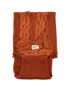 Canotta Donna a Costina in Lana e Seta Spalla Larga e Pizzo 2