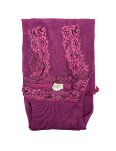 Canotta Donna a Costina in Lana e Seta Spalla Larga e Pizzo 2