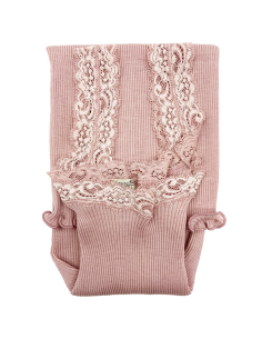 Canotta Donna a Costina in Lana e Seta Spalla Larga e Pizzo 2