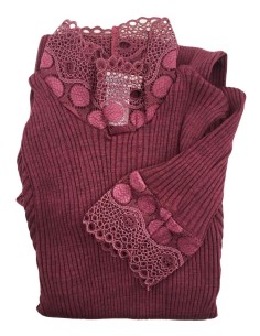 Lupetto Donna Manica Lunga Costina Lana Merinos e Pizzo EGI 2