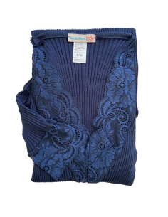 Maglia Donna Manica Lunga Costina Lana Merinos e Pizzo a V 2