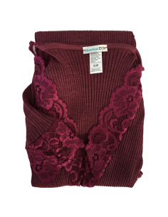 Maglia Donna Manica Lunga Costina Lana Merinos e Pizzo a V 2