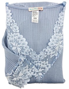 Maglia Donna Manica Lunga Costina Lana Merinos e Pizzo a V 2