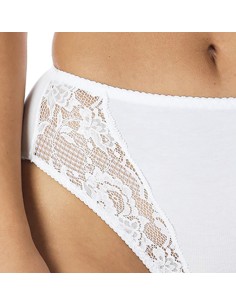 Slip donna sgambato in cotone elasticizzato con pizzo 2
