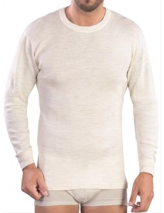 Maglia Intima Uomo Manica Lunga Misto Lana Vergine Girocollo