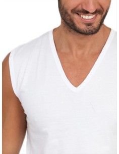 Smanicato Uomo Scollo a V Profondo 100% Cotone, MaRe 351 2