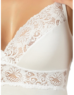 Top Donna Forma Seno Viscosa Spalla Stretta e Pizzo, Marlene 2