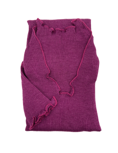 Maglia Donna a Costina in Lana e Seta Manica Lunga Plissè 2