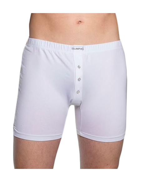 Boxer Uomo Cotone Elasticizzato Bottoni Gamba Lunga, Olimpia