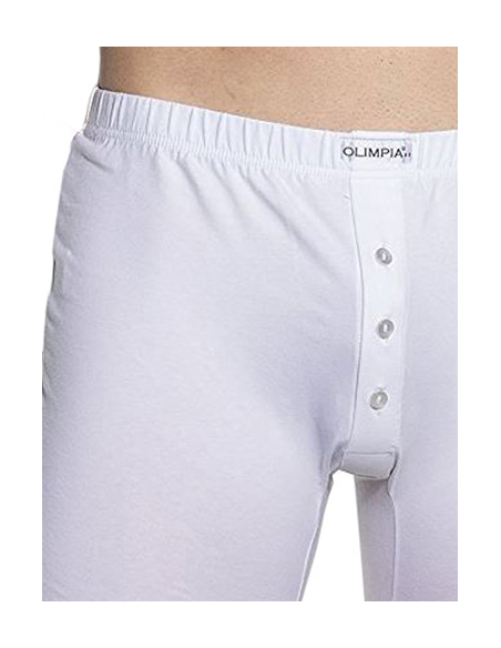 Boxer Uomo Cotone Elasticizzato Bottoni Gamba Lunga, Olimpia