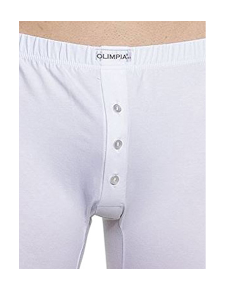 Boxer Uomo Cotone Elasticizzato Bottoni Gamba Lunga, Olimpia