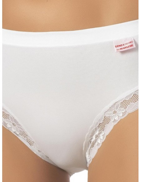Slip Donna Cotone Elastico Vita Media Pizzo, Marlene 14027