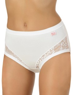 Slip Donna Vita Alta in Cotone Bordi Piatti e Pizzo, Marlene