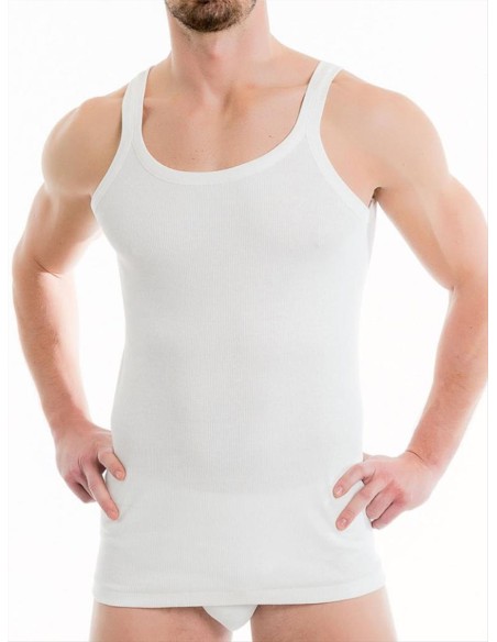 Canotta Uomo Costine Spalla Stretta 100% Puro Cotone