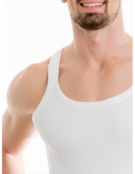 Canotta Uomo Costine Spalla Stretta 100% Puro Cotone