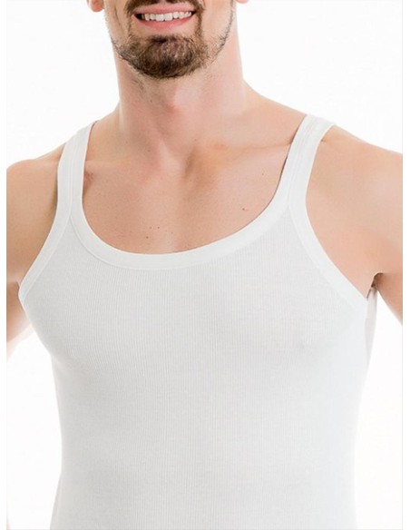 Canotta Uomo Costine Spalla Stretta 100% Puro Cotone