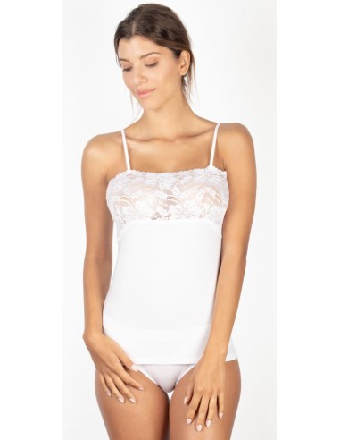 Top Donna Elegante Modal Spalline Balza in Pizzo EGI 1135