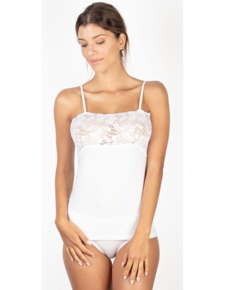 Top Donna Elegante Modal Spalline Balza in Pizzo EGI 1135