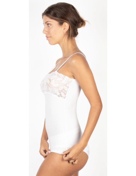 Top Donna Elegante Modal Spalline Balza in Pizzo EGI 1135