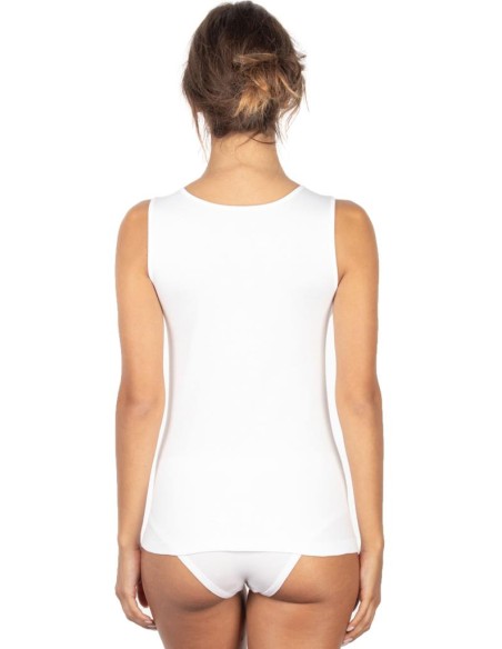 Canotta Donna Cotone Felpato Spalla larga Pizzo, MaRe 593