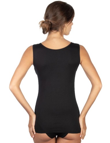 Canotta Donna Cotone Felpato Spalla larga Pizzo, MaRe 593