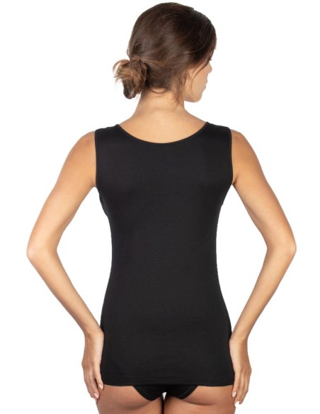 Canotta Donna Cotone Felpato Spalla larga Pizzo, MaRe 593