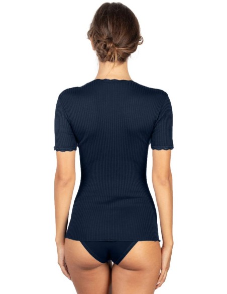 Maglia Donna Costina Lana Merinos Manica Corta in Pizzo EGI