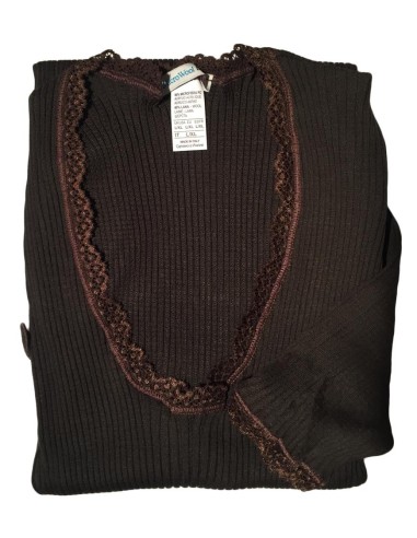 Maglia Donna Costina Lana Merinos Manica Corta in Pizzo EGI