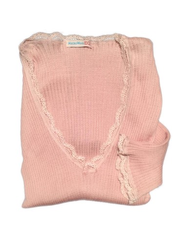 Maglia Donna Costina Lana Merinos Manica Corta in Pizzo EGI