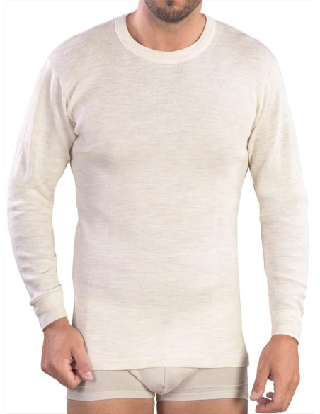Maglia Intima Uomo Manica Lunga Misto Lana Vergine Girocollo