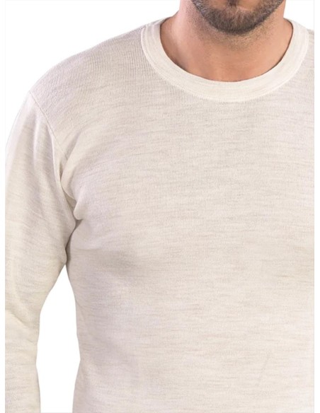 Maglia Intima Uomo Manica Lunga Misto Lana Vergine Girocollo