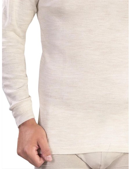 Maglia Intima Uomo Manica Lunga Misto Lana Vergine Girocollo